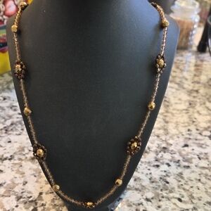 Robert Rose Gold and Brown Beaded Necklace